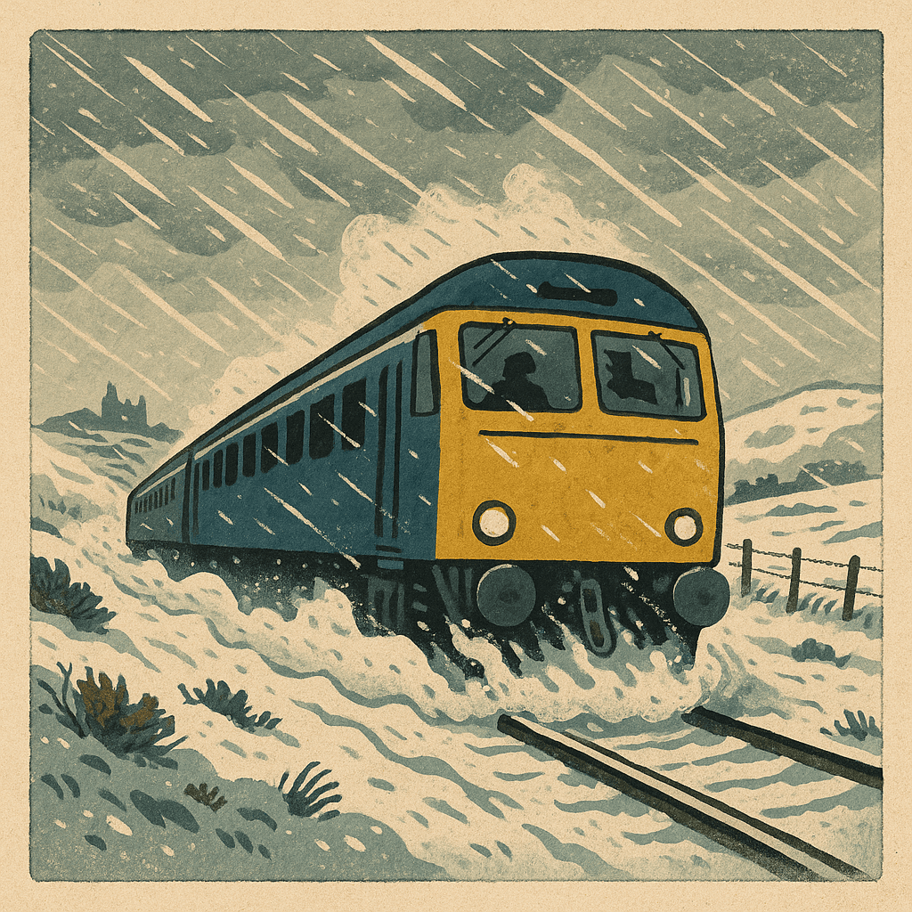 Snow-Stuck Train: Elgin → Aberdeen